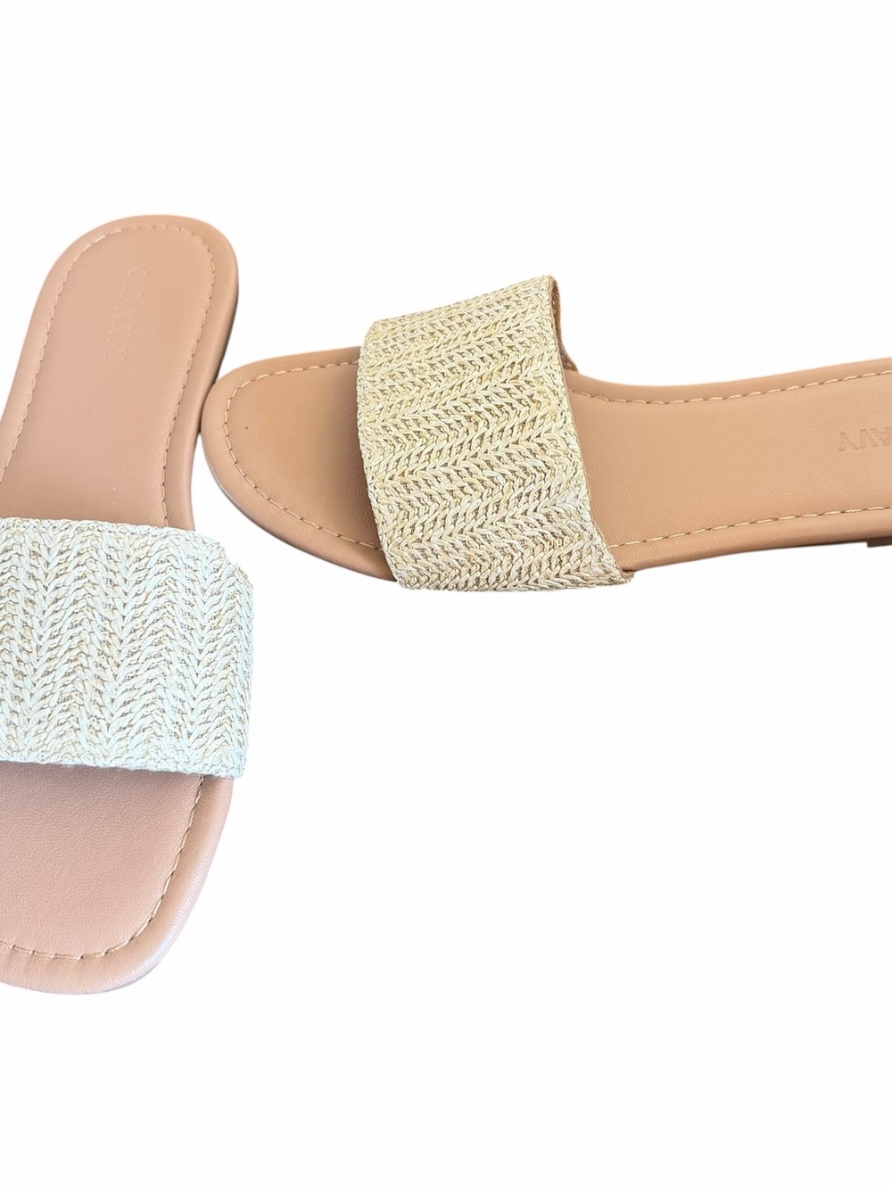 Old Navy Women's Beige Woven Slide Sandals Sz 6 - Picture 2 of 5
